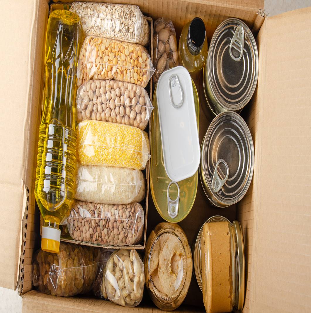 Food and supplies in a box